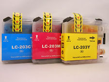 BROTHER  LC203XL LC203 XL TRI COLOR CYAN YELLOW MAGENTA GENERIC For MFC-J4620DW MFC-J5520DW MF